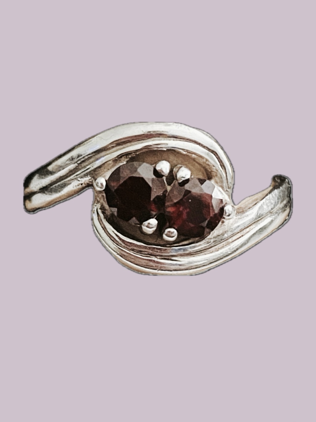 Nwt 925 Sterling Silver Red Garnet Two-Stone Bypass Ring Size 7.5